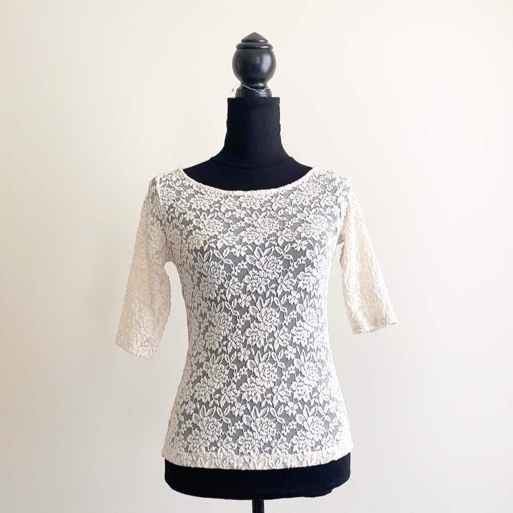 Cream Lace tie back Women's Top